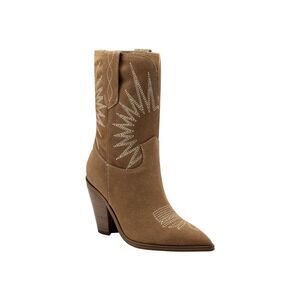 MARC FISHER Womens Brown Rogers Toe Sculpted Heel Leather Western Boot 7 M